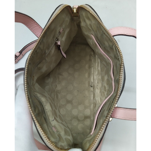 Kate Spade New York Pink Crossgrain Leather Domed Double Handles Satchel Bag - Picture 11 of 16